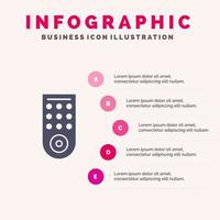 control remoto tv icono sólido infografía 5 pasos presentación antecedentes vector