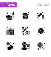 Novel Coronavirus 2019nCoV 9 Solid Glyph Black icon pack drug kit protection emergency syringe viral coronavirus 2019nov disease Vector Design Elements