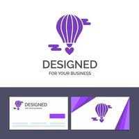 tarjeta de visita creativa y plantilla de logotipo globo volador globo caliente amor ilustración vectorial de san valentín vector