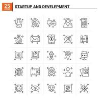 25 Startup And Develepment icon set vector background