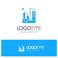 City Colonization Colony Dome Expansion Blue Solid Logo with place for tagline vector