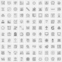 conjunto de 100 iconos de línea de negocios creativos vector