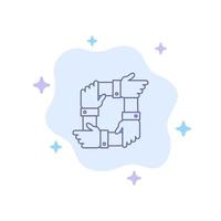 Teamwork Business Collaboration Hands Partnership Team Blue Icon on Abstract Cloud Background vector