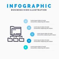 Folder Folders Network Computing Blue Infographics Template 5 Steps Vector Line Icon template