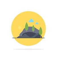 hill landscape nature mountain tree Flat Color Icon Vector