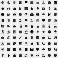 Set of 100 Universal Solid Icons vector