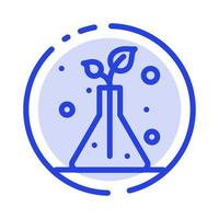 Science Flask Trees Blue Dotted Line Line Icon vector