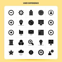 conjunto de iconos de experiencia de usuario sólido 25 diseño de estilo de glifo vectorial conjunto de iconos negros diseño de ideas de negocios web y móvil ilustración vectorial vector