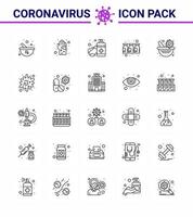 Coronavirus awareness icons 25 line icon Corona Virus Flu Related such as vaccine drugs hygiene bottle sanitizer viral coronavirus 2019nov disease Vector Design Elements