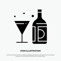 Drink Wine American Bottle Glass solid Glyph Icon vector