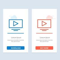 Video Play YouTube  Blue and Red Download and Buy Now web Widget Card Template vector