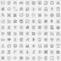 conjunto de 100 iconos de línea de negocios creativos vector