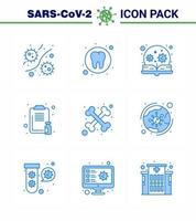 Coronavirus Prevention 25 icon Set Blue report healthcare tooth clipboard search viral coronavirus 2019nov disease Vector Design Elements