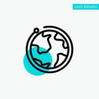 Globe World Internet Hotel turquoise highlight circle point Vector icon