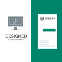 Computer Wifi Service Grey Logo Design and Business Card Template vector