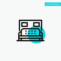 Hotel Bed Bedroom Service turquoise highlight circle point Vector icon