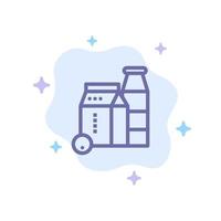 caja de leche botella compras icono azul sobre fondo de nube abstracta vector