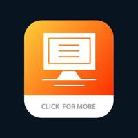 Monitor Computer Hardware Mobile App Button Android and IOS Glyph Version vector