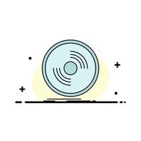 Disc dj phonograph record vinyl Flat Color Icon Vector