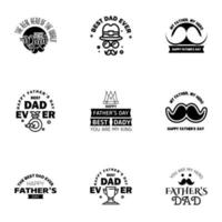 Happy fathers day 9 Black vintage retro type font Illustrator eps10 Editable Vector Design Elements