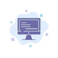 Computer Monitor Text Education Blue Icon on Abstract Cloud Background vector