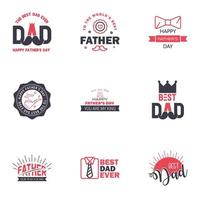 happy fathers day 9 Black and Pink text design Vector calligraphy Typography poster Usable as background Editable Vector Design Elements