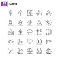 25 naturaleza icono conjunto vector fondo