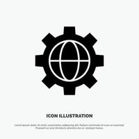 Gear Setting Globe solid Glyph Icon vector