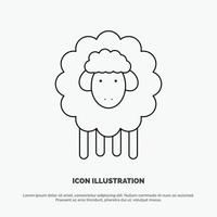 Easter Lamb Sheep Spring Line Icon Vector