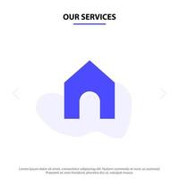 nuestros servicios inicio interfaz de instagram icono de glifo sólido plantilla de tarjeta web vector