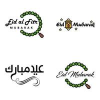 Las 4 mejores frases de eid mubarak que dicen texto de cita o letras fuentes decorativas escritura vectorial y tipografía manuscrita en cursiva para diseños folletos pancartas volantes y camisetas vector