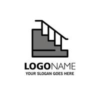 Construction Down Home Stair Business Logo Template Flat Color vector