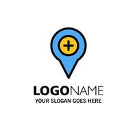 Location Map Navigation Pin Plus Business Logo Template Flat Color vector