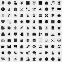 Set of 100 Universal Solid Icons vector