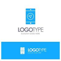Application Message Mobile Apps poniter Blue Solid Logo with place for tagline vector