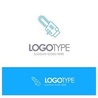 Saw Circular Blade Cordless Blue outLine Logo with place for tagline vector