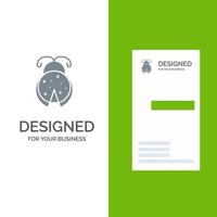 Bug Insect Ladybug Spring Grey Logo Design and Business Card Template vector