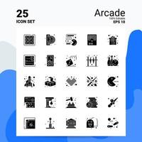 25 Arcade Icon Set 100 Editable EPS 10 Files Business Logo Concept Ideas Solid Glyph icon design vector