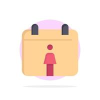 Calendar Female Abstract Circle Background Flat color Icon vector