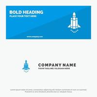 Launch Launching Marketing Promote SOlid Icon Website Banner and Business Logo Template vector