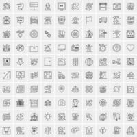 conjunto de 100 iconos de línea de negocios creativos vector