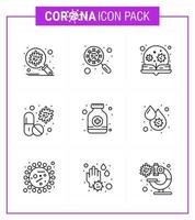 conjunto de iconos de prevención de coronavirus 25 interfaz de virus antivirus azul aprendizaje de búsqueda elementos de diseño de vector de enfermedad de coronavirus viral 2019nov