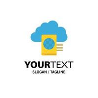 Cloud Reading Folder Upload Business Logo Template Flat Color vector