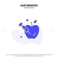 Our Services Apple Gravity Science Solid Glyph Icon Web card Template vector