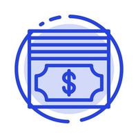 Cash Dollar Money Blue Dotted Line Line Icon vector