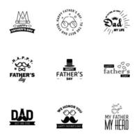 Happy fathers day 9 Black typography set Vector emblems Lettering for greeting cards banners tshirt design You are the best dad Editable Vector Design Elements