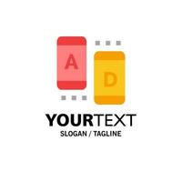 ad marketing en línea tableta empresa logotipo plantilla color plano vector