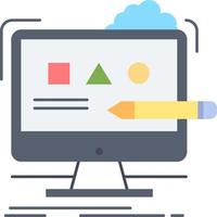 Art computer design digital studio Flat Color Icon Vector