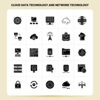 Solid 25 Cloud Data Technology And Network Technology Icon set Vector Glyph Style Design Black Icons Set Web and Mobile Business ideas design Vector Illustration