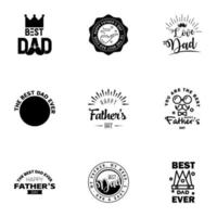 9 Black Happy Fathers Day Design Collection A set of twelve brown colored vintage style Fathers Day Designs on light background Editable Vector Design Elements